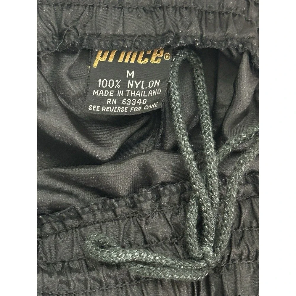 Vintage Prince Nylon Track Pants Mens M Black Teal Side Stripe Windbreaker 90s